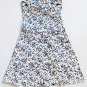 Just Choon Vintage Strapless Dress Juniors Size 13 Y2K Black White Summer Floral
